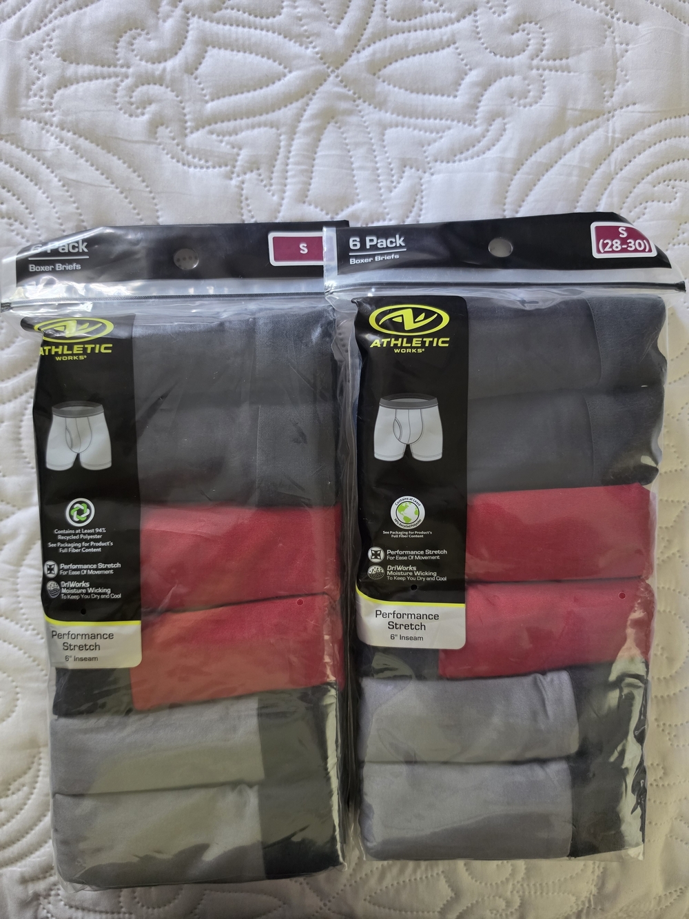 Athletic Works Men's 6-Pack Boxer Briefs - Black, Red, Gray